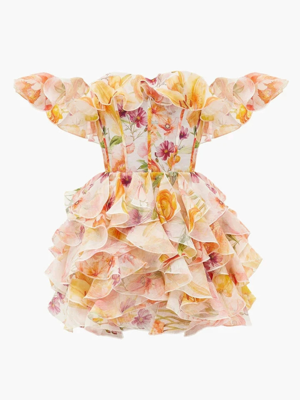 Zara Summer Off Shoulder Layered Ruffle Waist Dress - Picture 5 of 6
